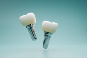 Dentist and dental props working in a dental office, dental props and dentist posing for a photo.