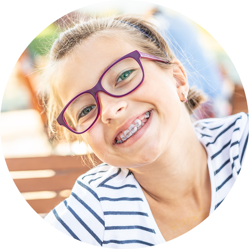 young girl with braces